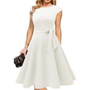 Dresstells Women's White Modest Vintage Cocktail Formal Party Evening Dresses